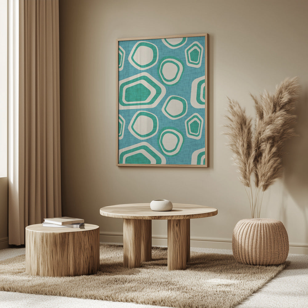 Day At the Lake  Blue Green Poster
